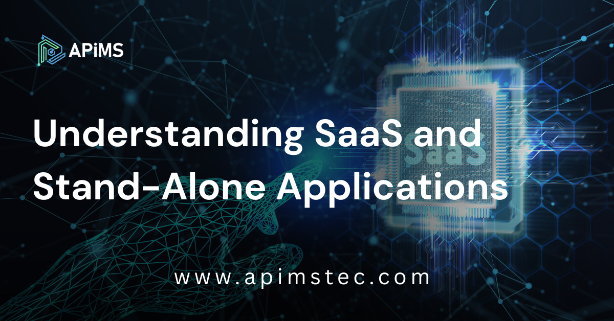 Comparison between SaaS and stand-alone applications showing differences in access, cost, data storage, updates, and scalability